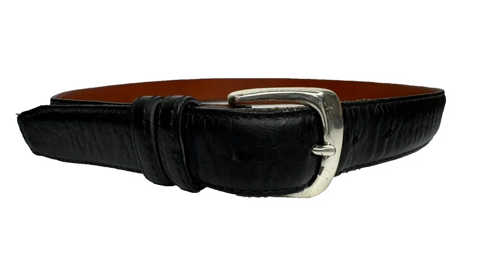 H.S. Trask Men's Authentic American Bison Black Leather Belt Size 36 USA Made
